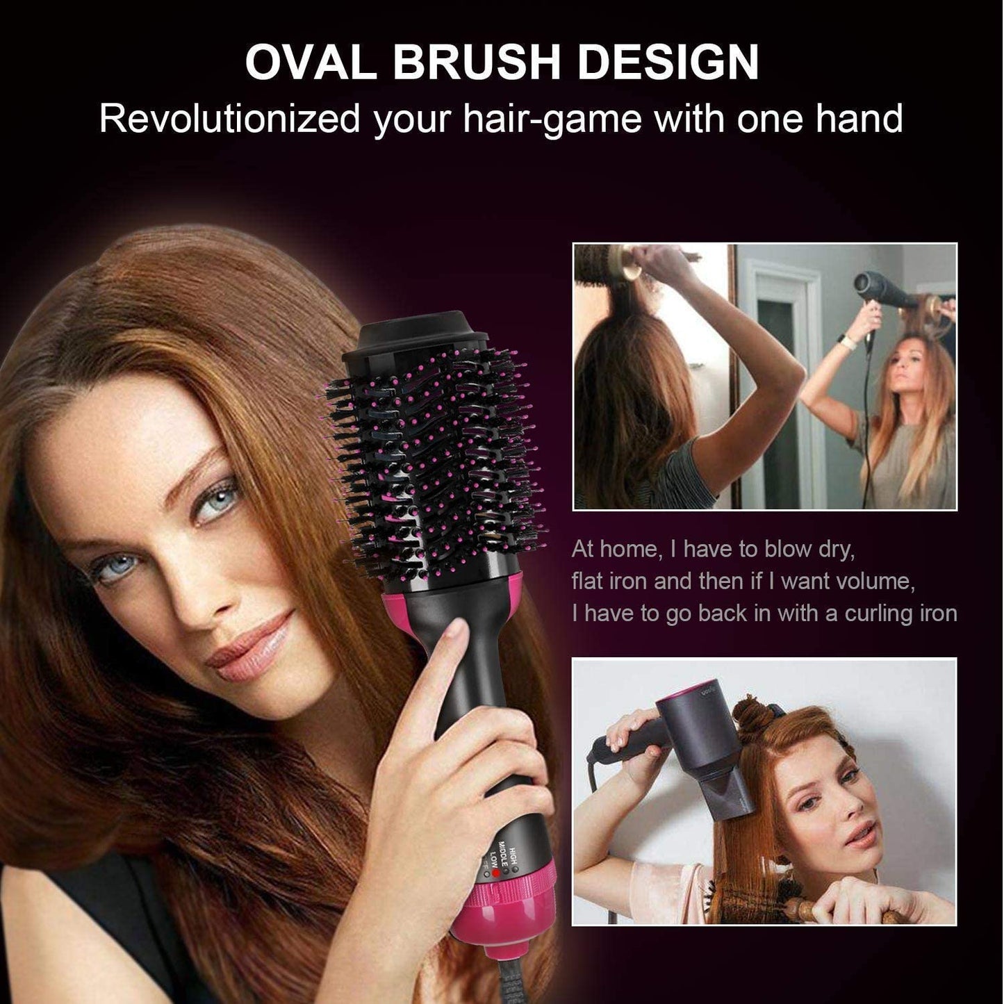 One Step Hair Dryer And Volumizer Round Hot Air Brush