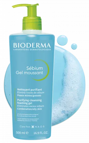 Bioderma Sébium Face Cleanser – Makeup Remover & Purifying Wash for Combination to Oily Skin