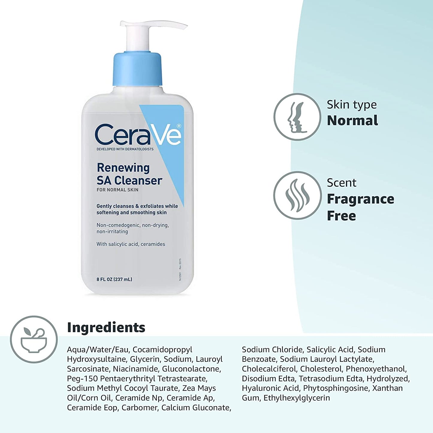 CeraVe Acne Treatment Face Wash with Salicylic Acid & Purifying Clay