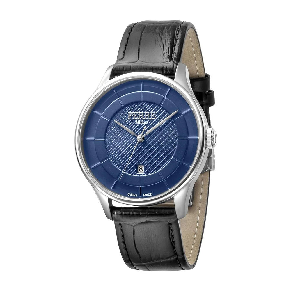 FERRE MILANO GENTS D. BLUE DIAL BLACK WATCH