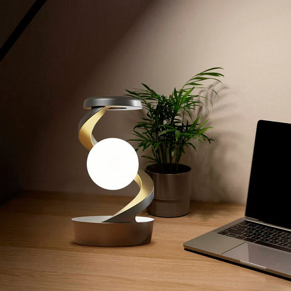 Levitating Moonlight Rotating Desk Lamp with Wireless Charging & Sensor Control