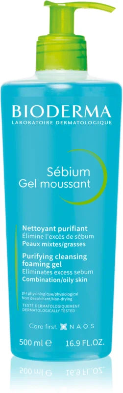 Bioderma Sébium Face Cleanser – Makeup Remover & Purifying Wash for Combination to Oily Skin