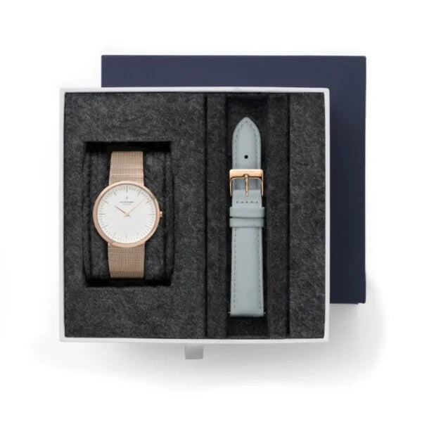 NORDGREEN WATCH Female White Dial Rose Gold Mesh Watch 15